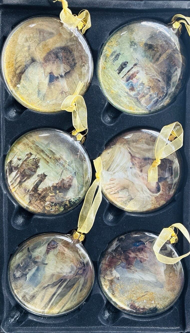 Blessings Unlimited "Light Of The World" Glass Ornaments (6) In Original Box